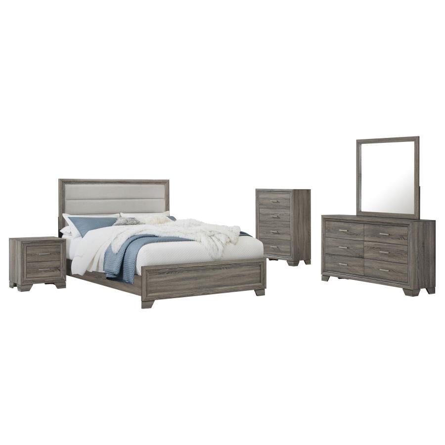 Second image of WRIGHT 5-PIECE QUEEN BEDROOM SET BROWN OAK