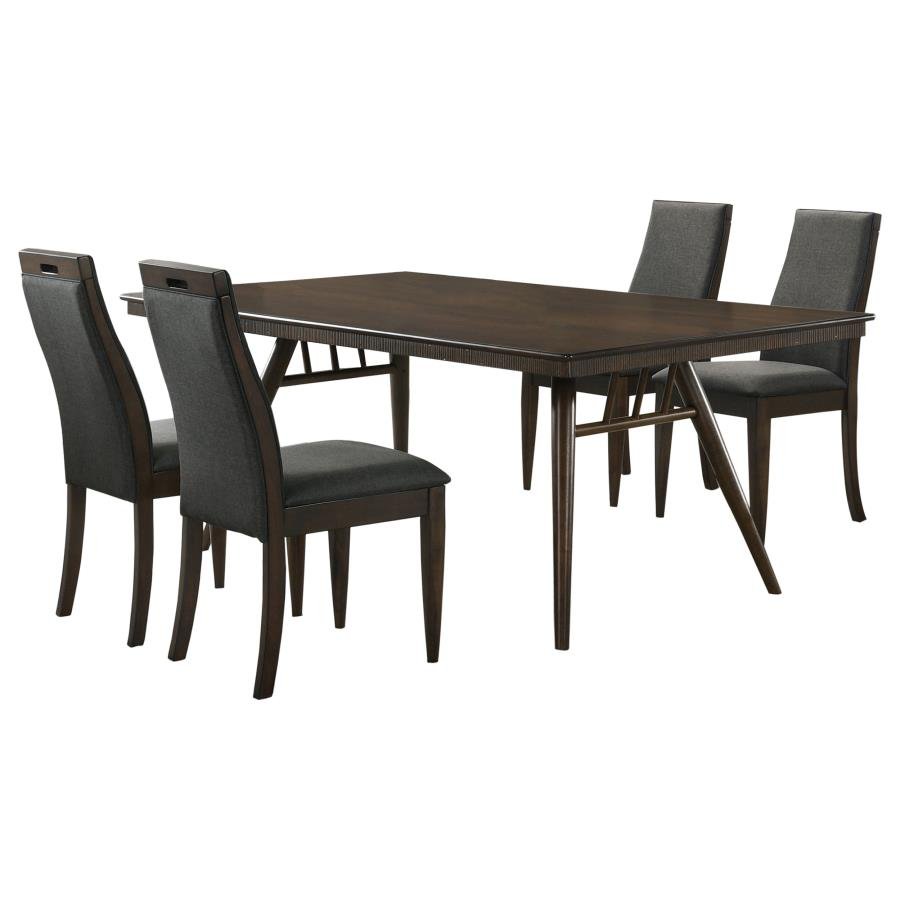 Second image of WES 5-PIECE RECTANGULAR DINING TABLE SET DARK WALNUT